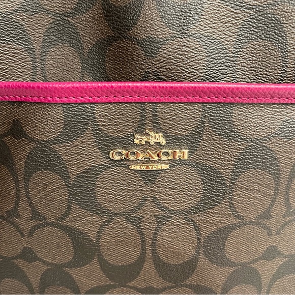 Coach Signature File Bag, Brown/Cranberry - Picture 4 of 4